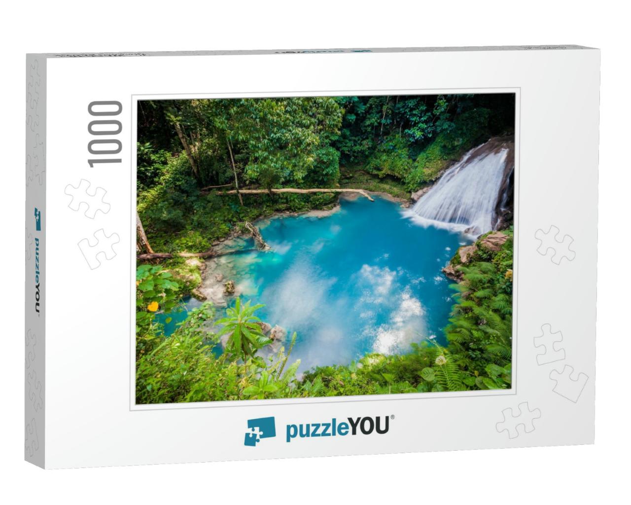 Blue Hole Waterfall from Above in Jamaica... Jigsaw Puzzle with 1000 pieces