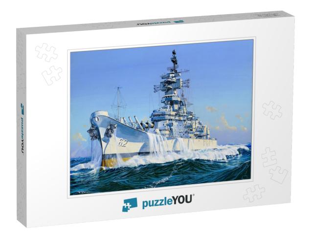 USS New Jersey at Sea in Rough Weather Jigsaw Puzzle