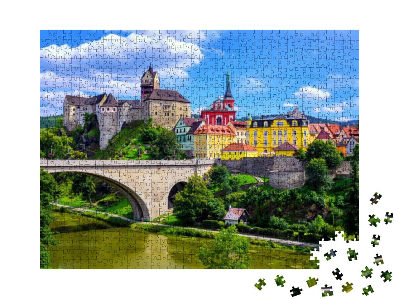 Colorful Town & Castle Loket Over Eger River in the Near... Jigsaw Puzzle with 1000 pieces