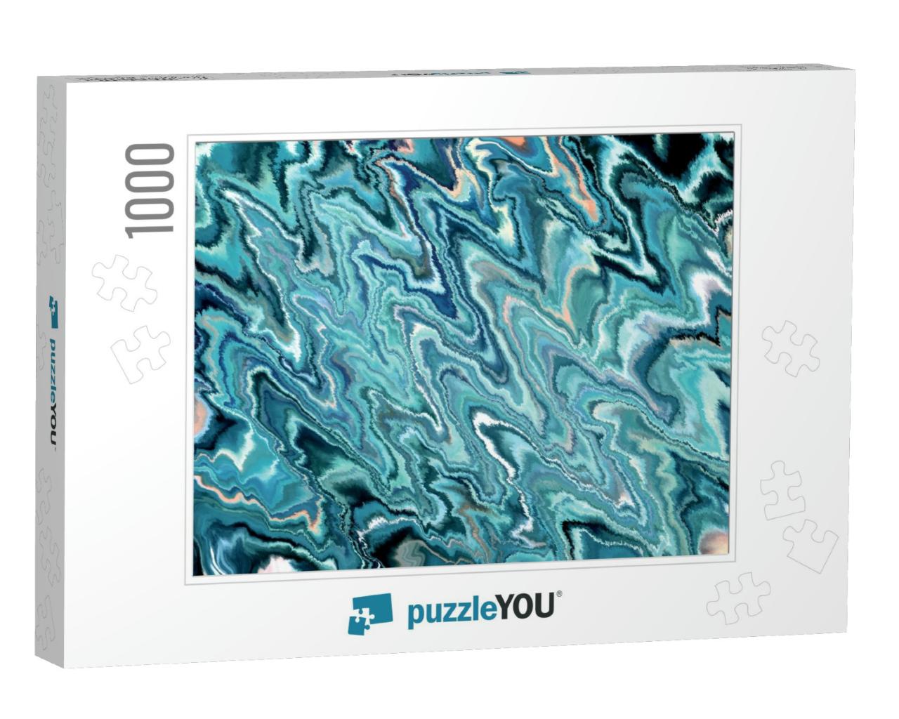 Artistic Aqua Wave Background. Art Space Wallpaper. Artis... Jigsaw Puzzle with 1000 pieces