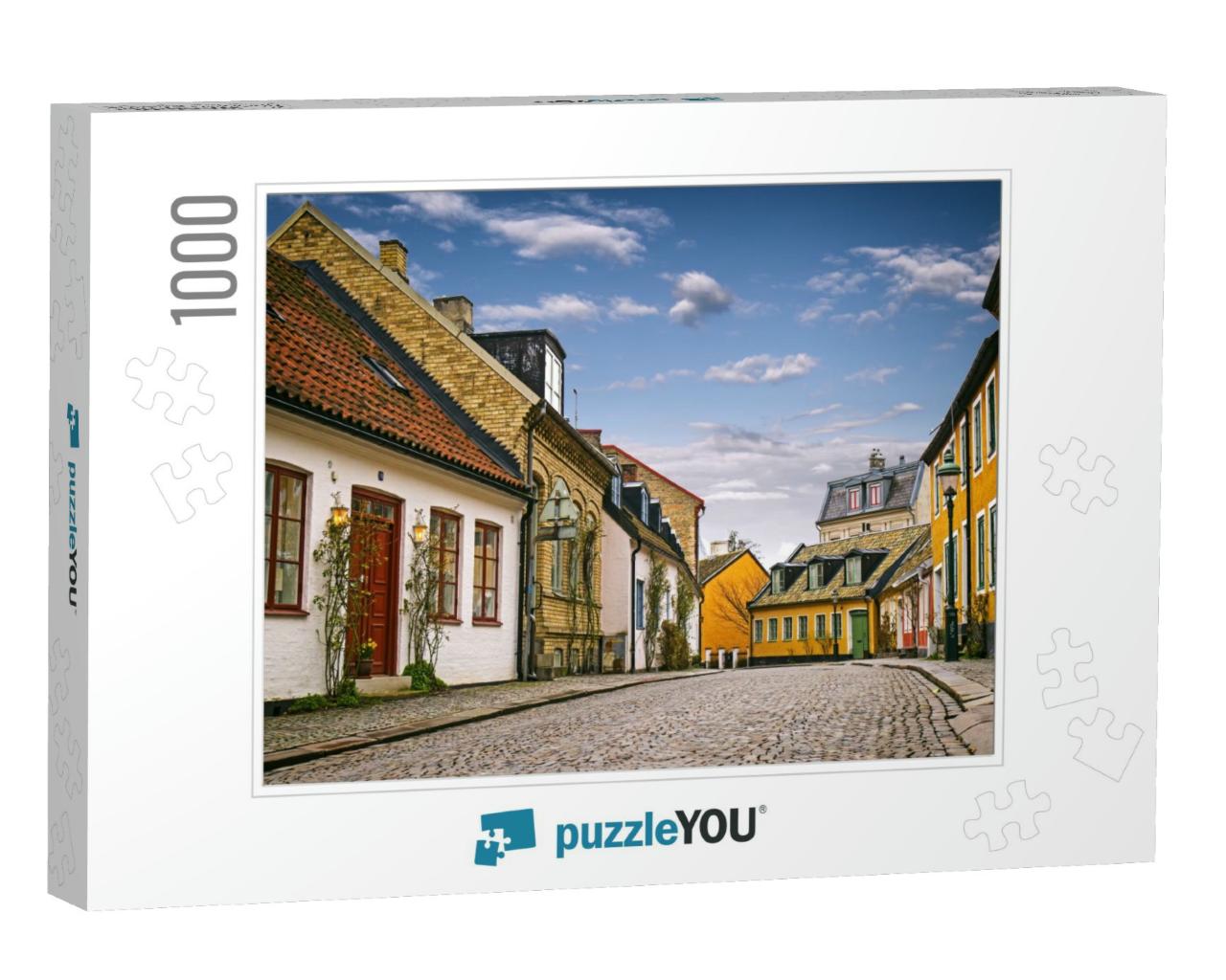 A Street with Old Buildings in the Downtown of Lund, Swed... Jigsaw Puzzle with 1000 pieces