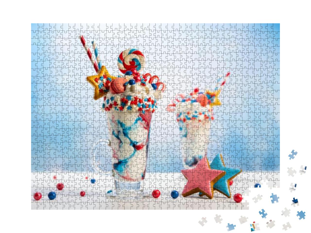 Crazy Milk Shake with Ice Cream, Whipped Cream, Mar... Jigsaw Puzzle with 1000 pieces