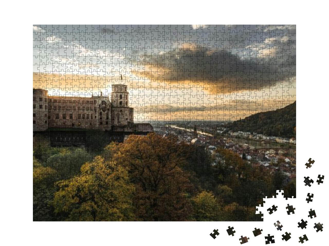 The Beautiful Castle & Old Town of Heidelberg During Fall... Jigsaw Puzzle with 1000 pieces