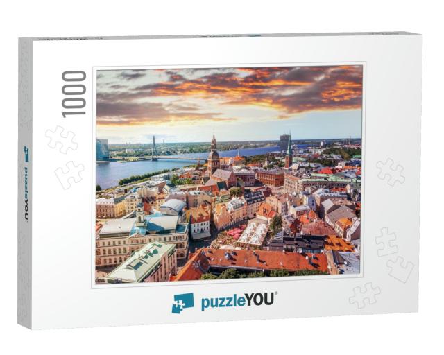Panorama View from Riga Cathedral on Old Town of Riga, La... Jigsaw Puzzle with 1000 pieces