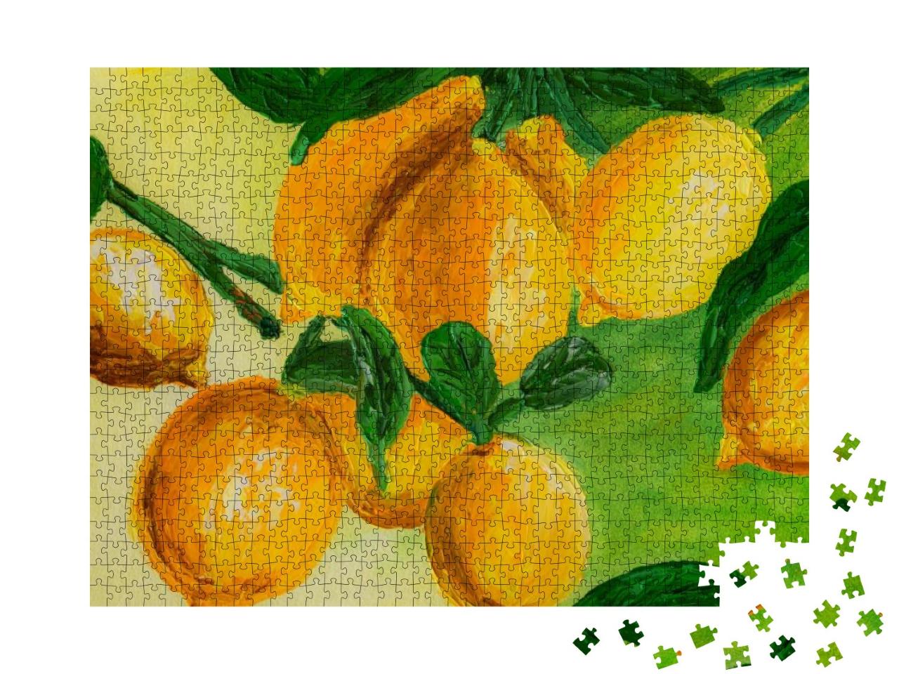 Ripe Lemons on a Branch Painting... Jigsaw Puzzle with 1000 pieces