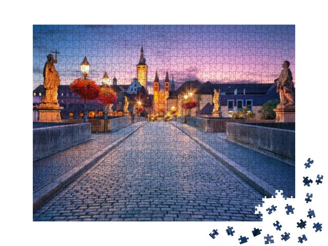 Wurzburg, Old Main Bridge. Cityscape Image of the Old Tow... Jigsaw Puzzle with 1000 pieces
