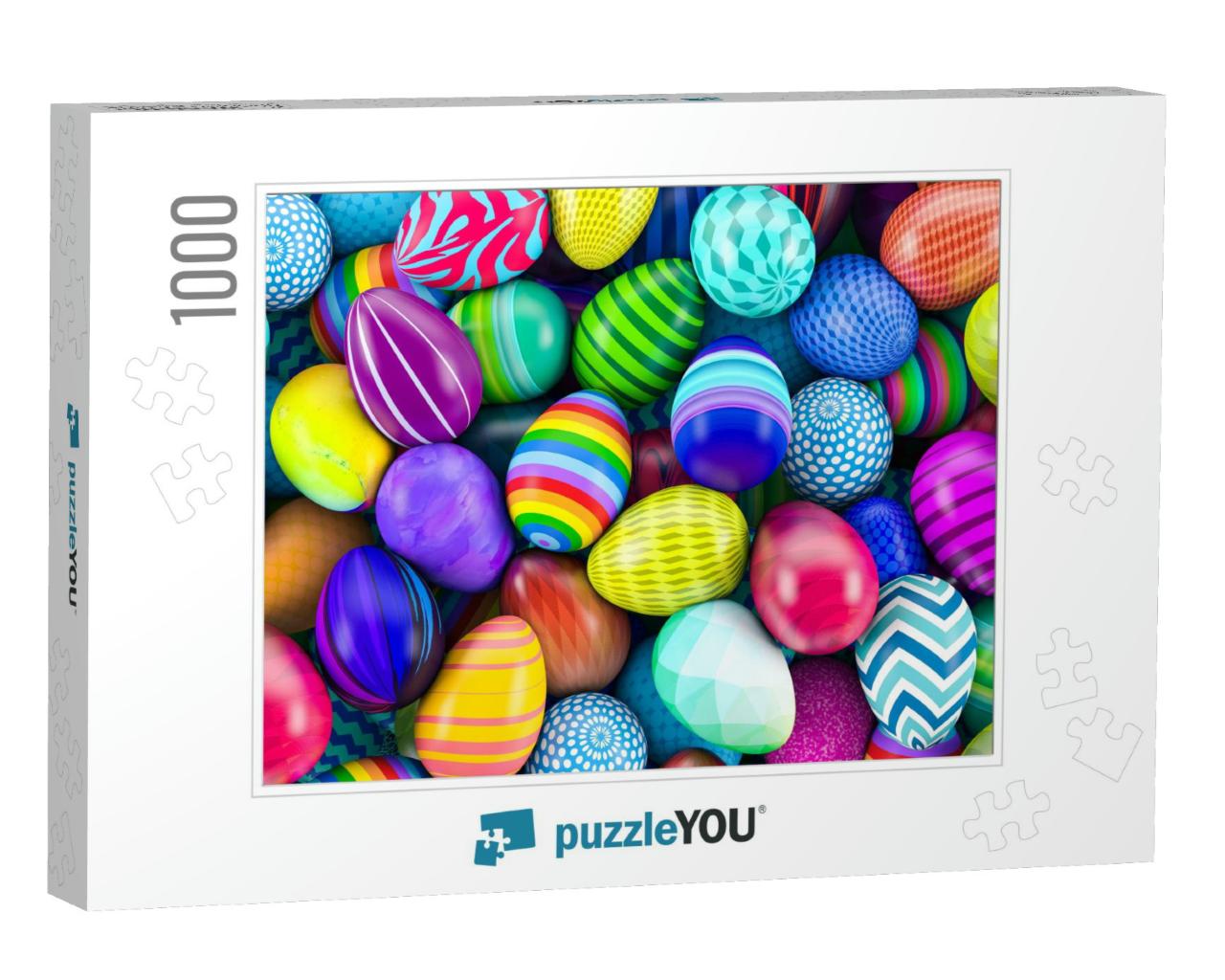 Pile of Colorful Easter Eggs 3D Illustration... Jigsaw Puzzle with 1000 pieces