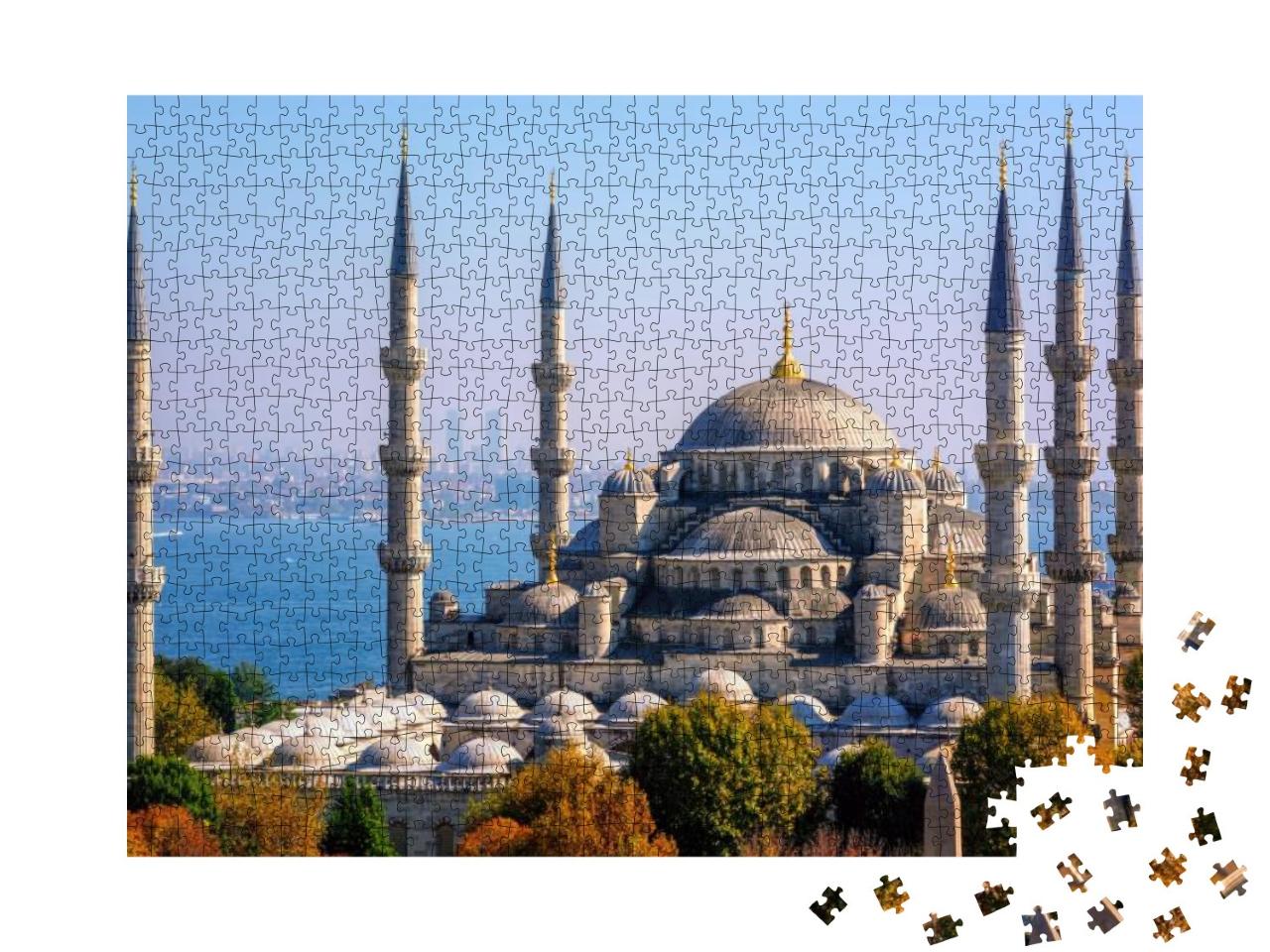 Blue Mosque Sultanahmet Camii, Bosporus & Asian Side Skyl... Jigsaw Puzzle with 1000 pieces