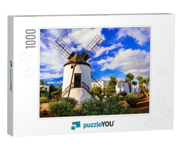 Landmarks of Fuerteventura - Traditional Windmill in Anti... Jigsaw Puzzle with 1000 pieces