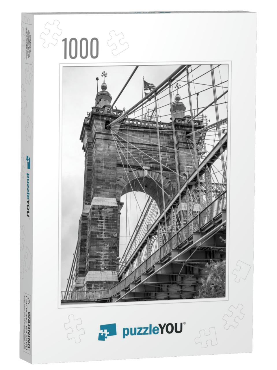 John A. Roebling Bridge Crossing the Ohio River Between C... Jigsaw Puzzle with 1000 pieces