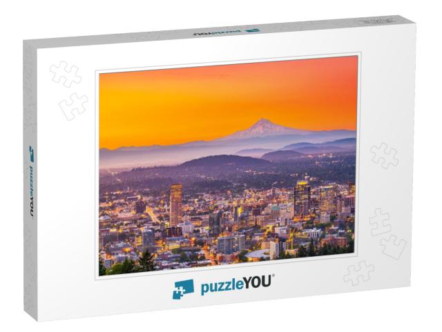 Portland, Oregon, USA Downtown Skyline with Mt. Hood At Da... Jigsaw Puzzle