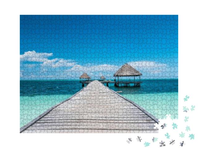 Caribbean Paradise the Perfect House Over the Clear Water... Jigsaw Puzzle with 1000 pieces