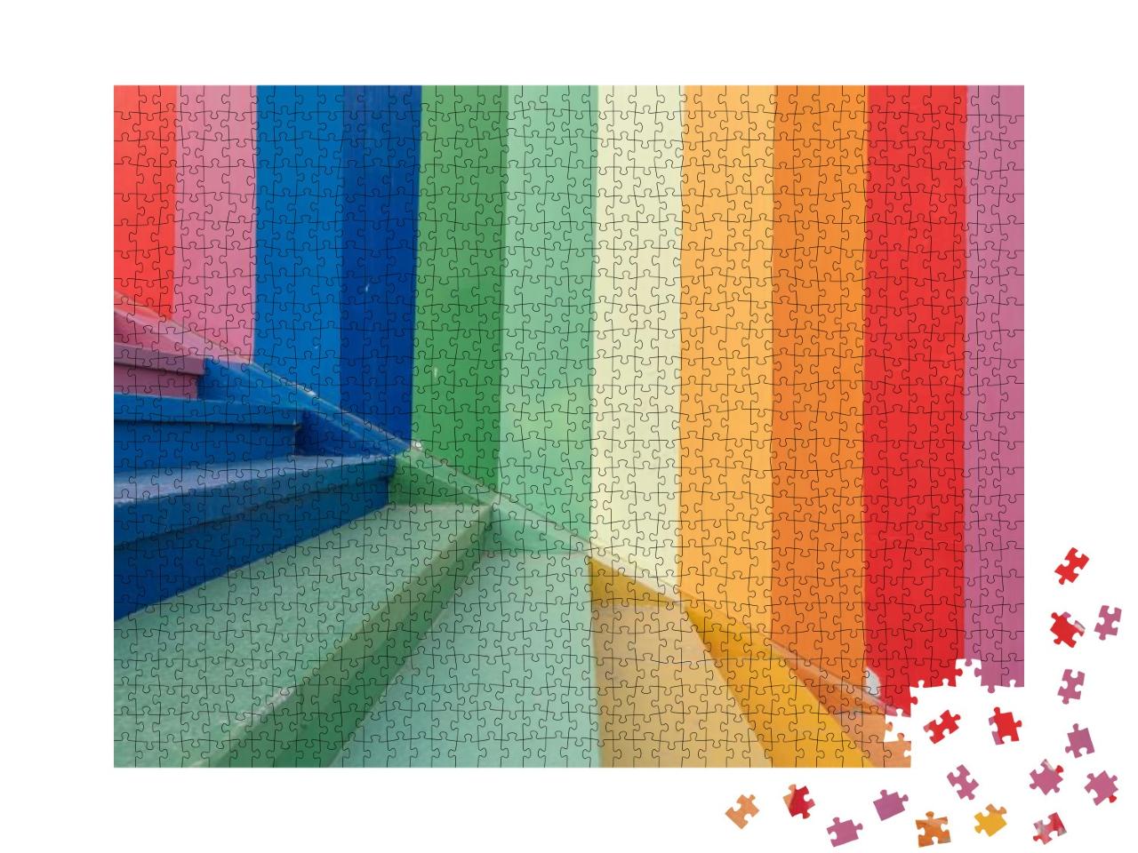 Colorful Stairs & Colorful Wall Background... Jigsaw Puzzle with 1000 pieces