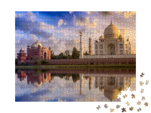 Taj Mahal Scenic Sunset View with Moody Sky. a UNESCO Wor... Jigsaw Puzzle with 1000 pieces