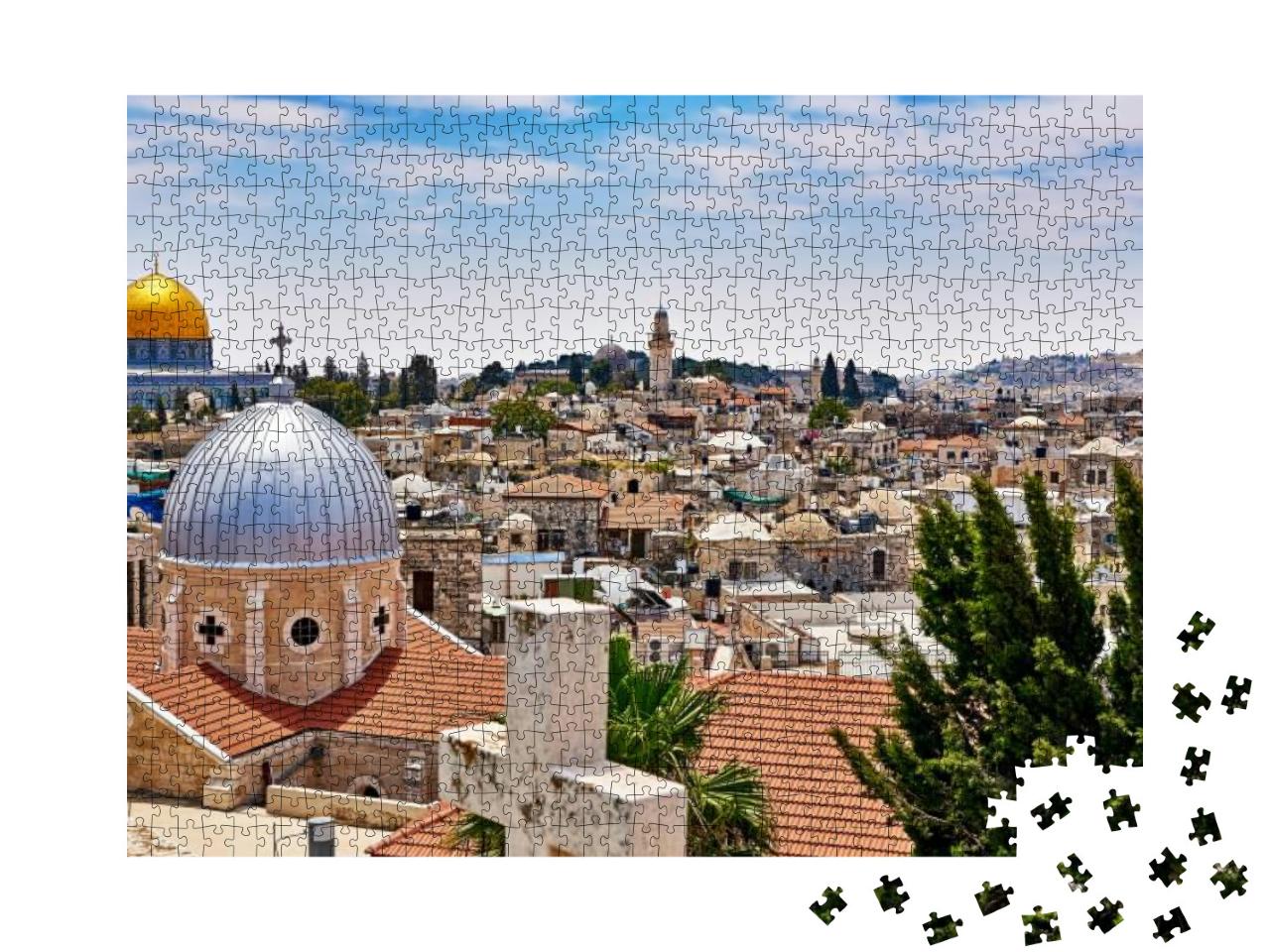 Jerusalem Panoramic Roof View to Christians, Jewish & Mus... Jigsaw Puzzle with 1000 pieces