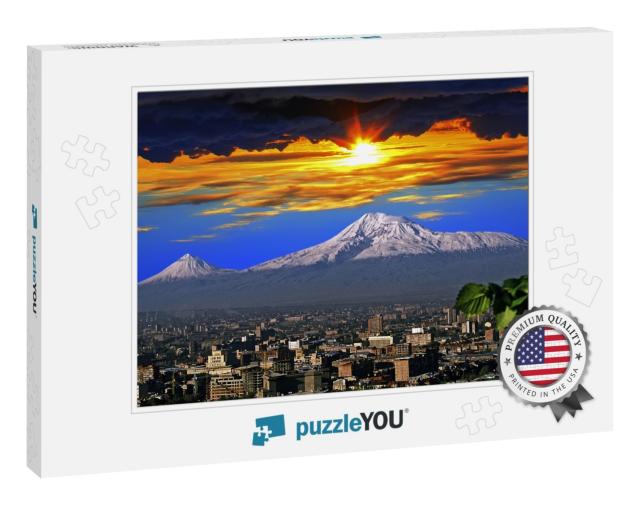A Beautiful View of Mountain Ararat & Yerevan City During... Jigsaw Puzzle