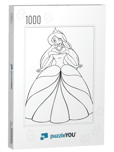 Vector Illustration Coloring Page of a Beautiful Caucasia... Jigsaw Puzzle with 1000 pieces