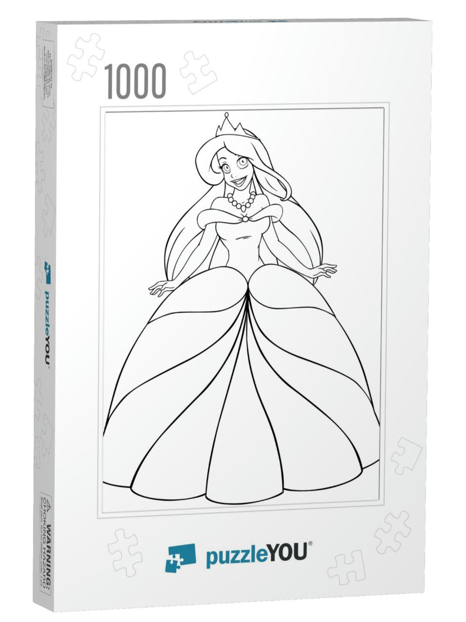 Vector Illustration Coloring Page of a Beautiful Caucasia... Jigsaw Puzzle with 1000 pieces