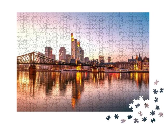 Frankfurt Am Main, Skyline, Eiserner Steg... Jigsaw Puzzle with 1000 pieces