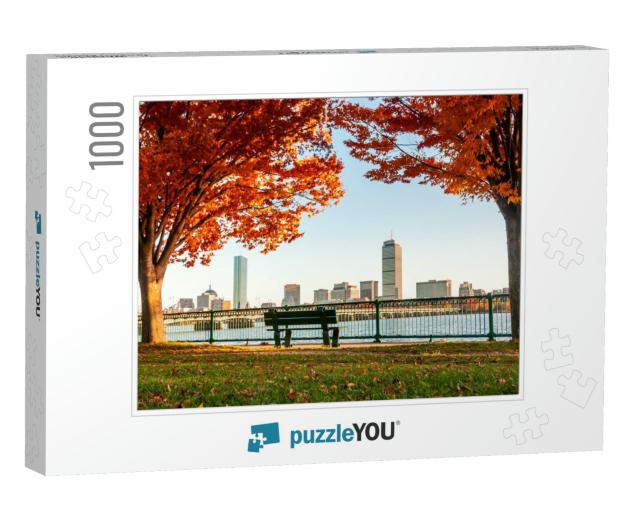 Boston Skyline in Autumn Viewed from Across the River... Jigsaw Puzzle with 1000 pieces