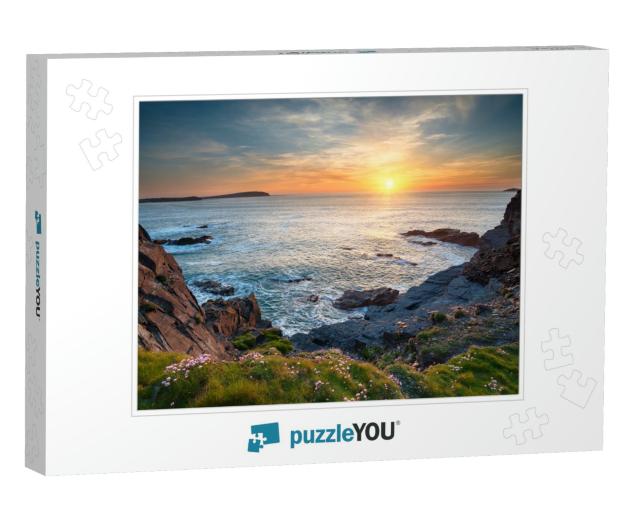 Sunset At Longcarrow Cove Near Padstow in Cornwall... Jigsaw Puzzle