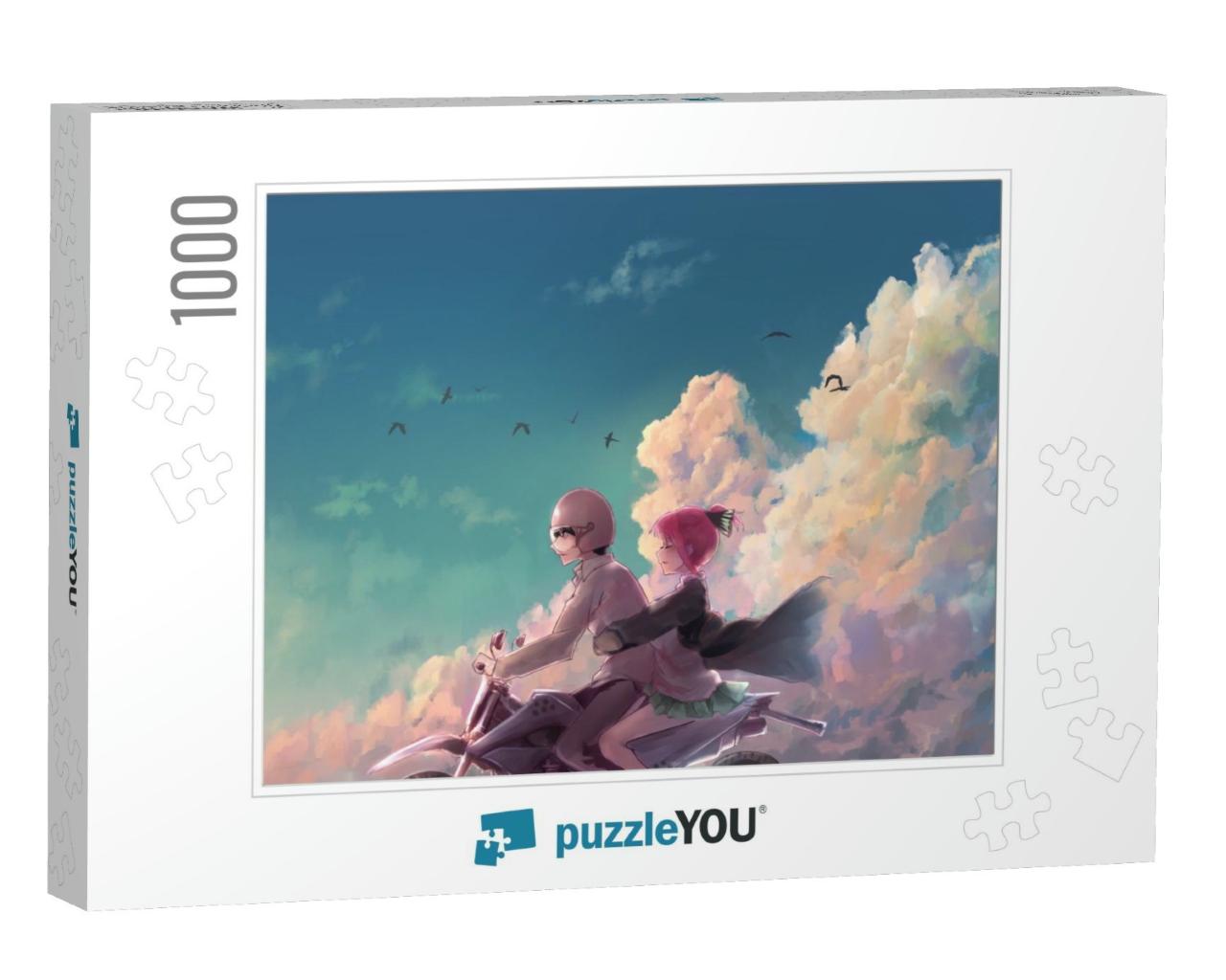 Aesthetic Illustration of an Anime Couple... Jigsaw Puzzle with 1000 pieces
