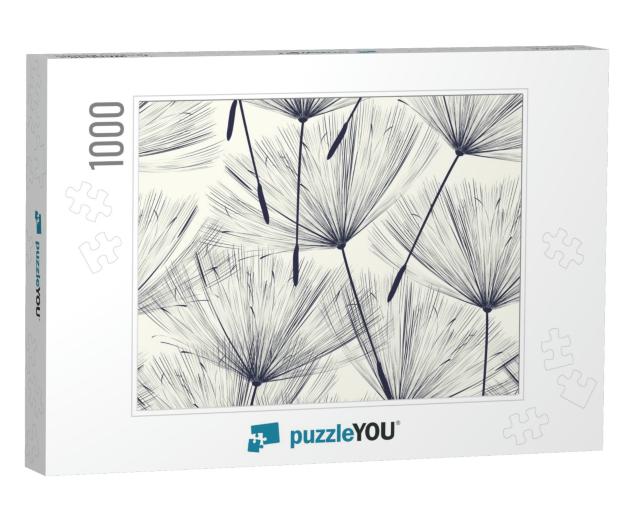 Seamless Pattern Design with Flying Dandelion Seeds... Jigsaw Puzzle with 1000 pieces