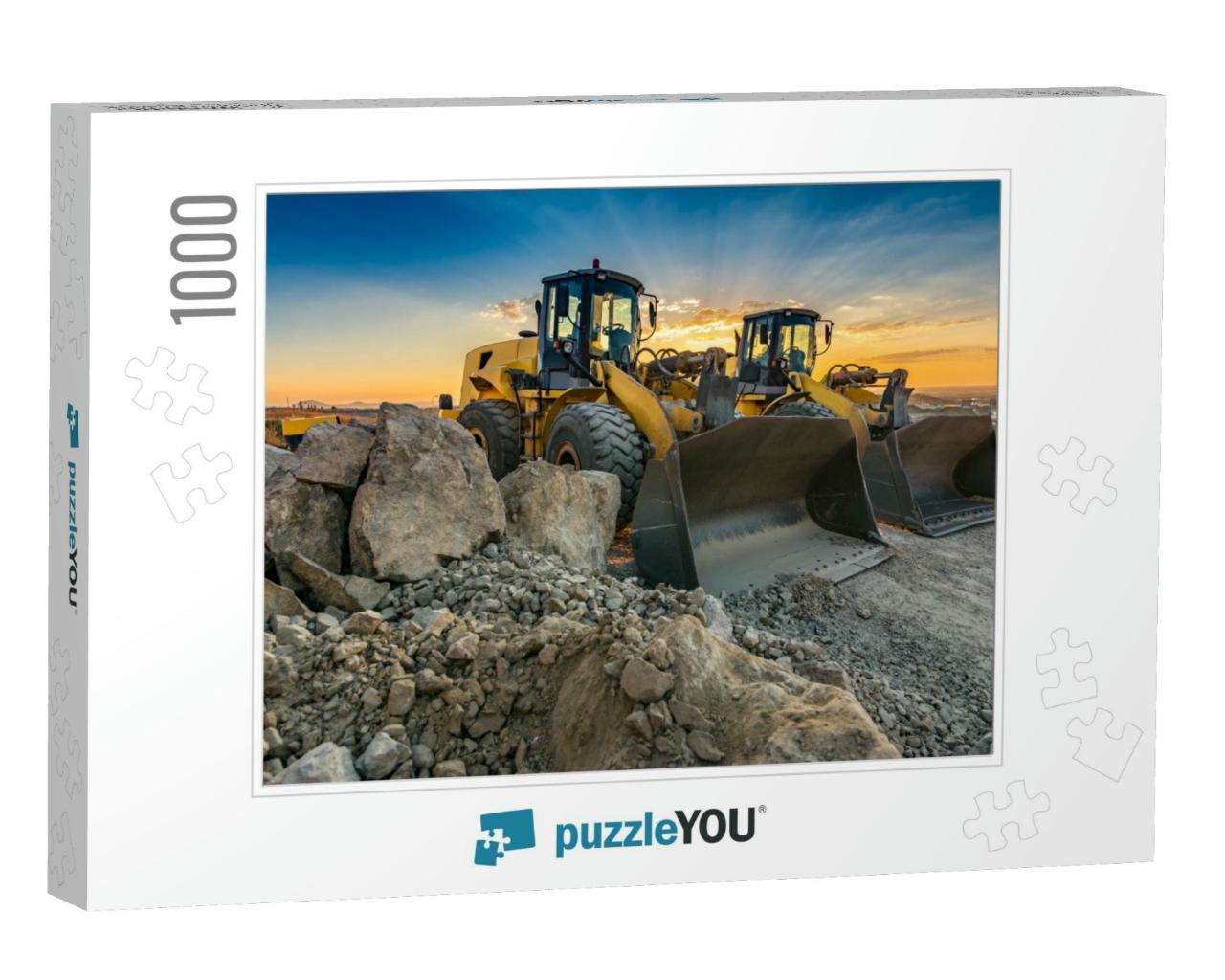Two Excavators Moving Stone & Rock in a Construction Site... Jigsaw Puzzle with 1000 pieces