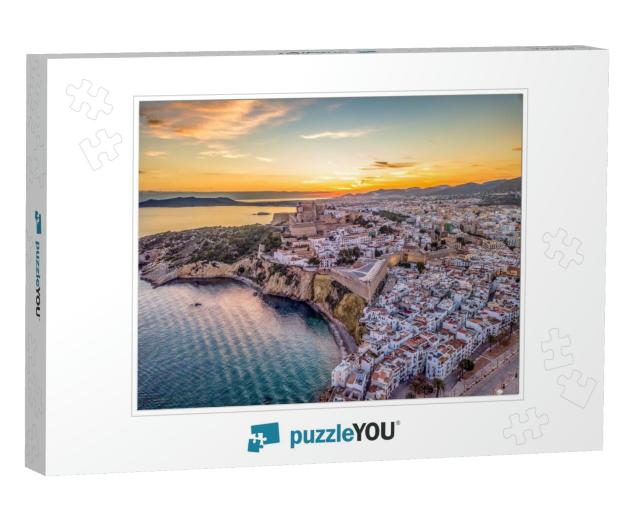 Aerial View of Stunning Sunset Over Ibiza Evissa During a... Jigsaw Puzzle