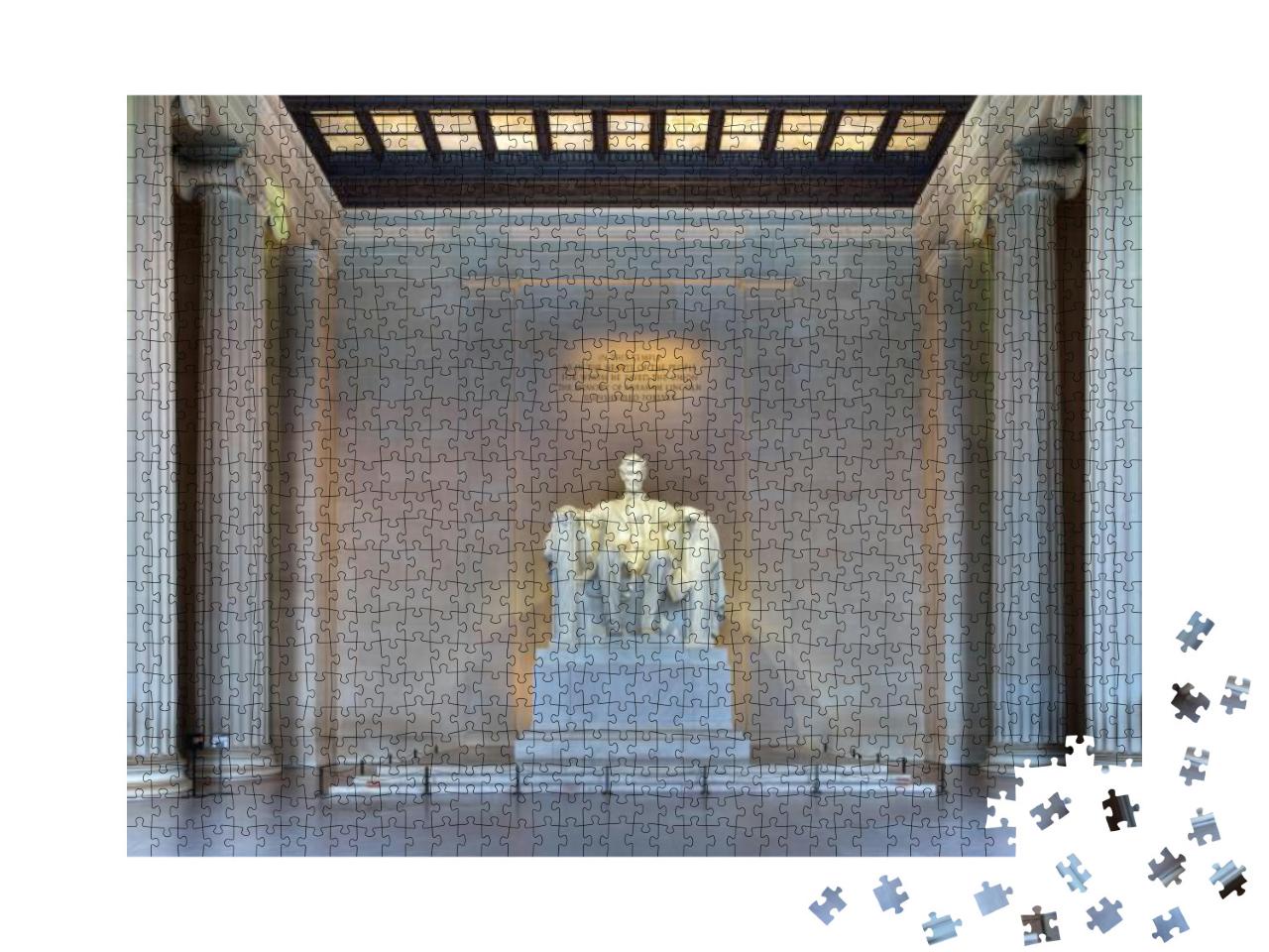 Lincoln Memorial, Hdr Image of the Shrine Interior - Wash... Jigsaw Puzzle with 1000 pieces