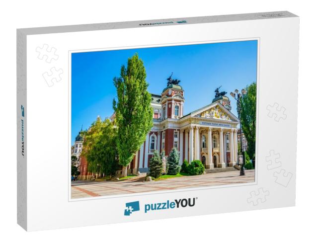 Ivan Vazov Theatre in Sofia, Bulgaria - the Sign Says Nat... Jigsaw Puzzle