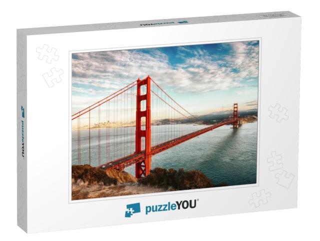 Famous Golden Gate Bridge, San Francisco At Night, Usa... Jigsaw Puzzle