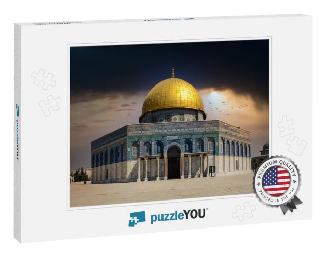 Some Dark Storm Clouds Over the Dome of the Rock in Jerus... Jigsaw Puzzle