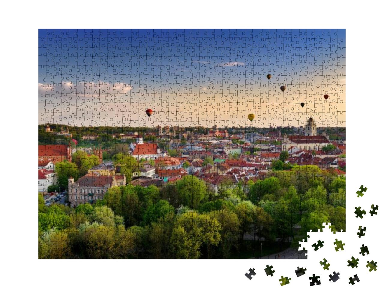 Beautiful Summer Panorama of Vilnius Old Town with Colorf... Jigsaw Puzzle with 1000 pieces