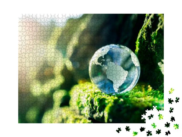 Glass Globe in the in Nature Concept for Environment & Co... Jigsaw Puzzle with 1000 pieces