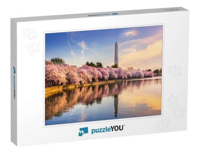 Washington Dc, USA At the Tidal Basin with Washington Monu... Jigsaw Puzzle