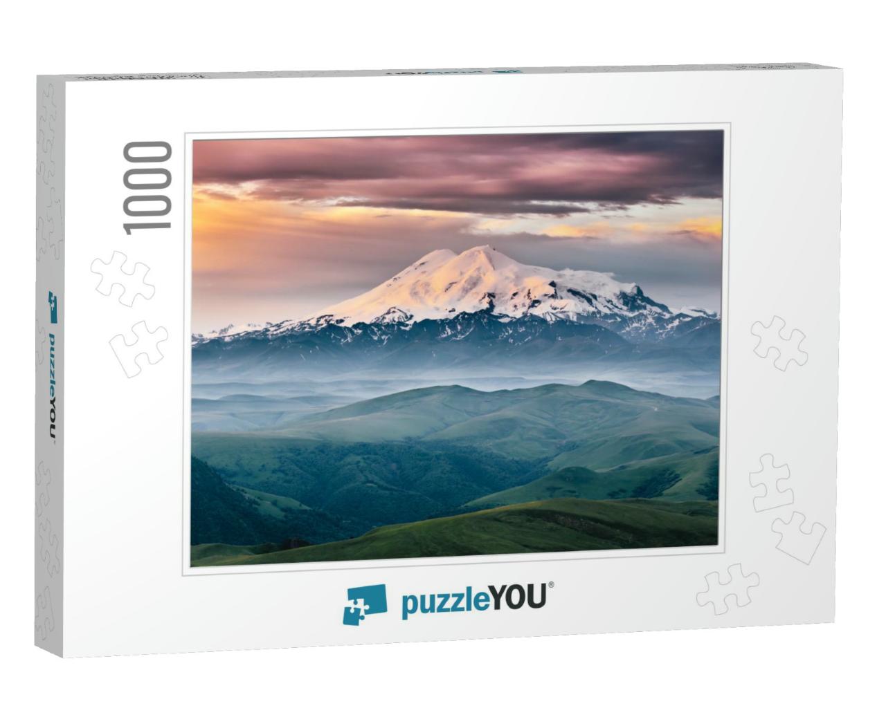 Beautiful View of Mount Elbrus in the Morning At Sunrise... Jigsaw Puzzle with 1000 pieces