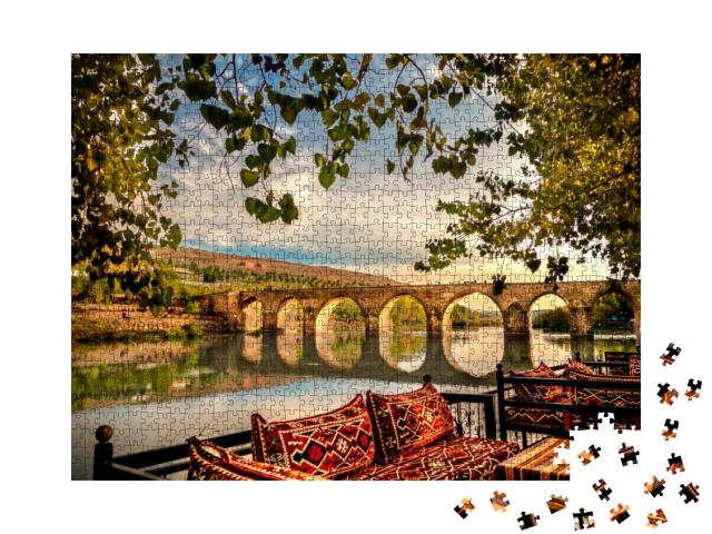 Diyarbakir, Turkey Historic Ten-Eyed Bridge View on Gozlu... Jigsaw Puzzle with 1000 pieces