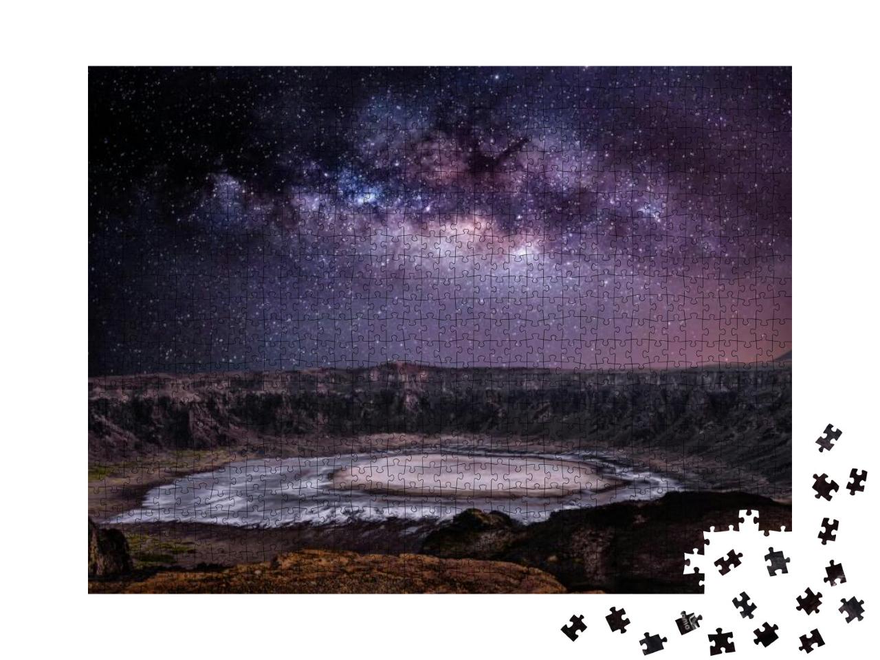 Milky Way Above the Volcano -Al Wahbah Crater -Saudi Arab... Jigsaw Puzzle with 1000 pieces