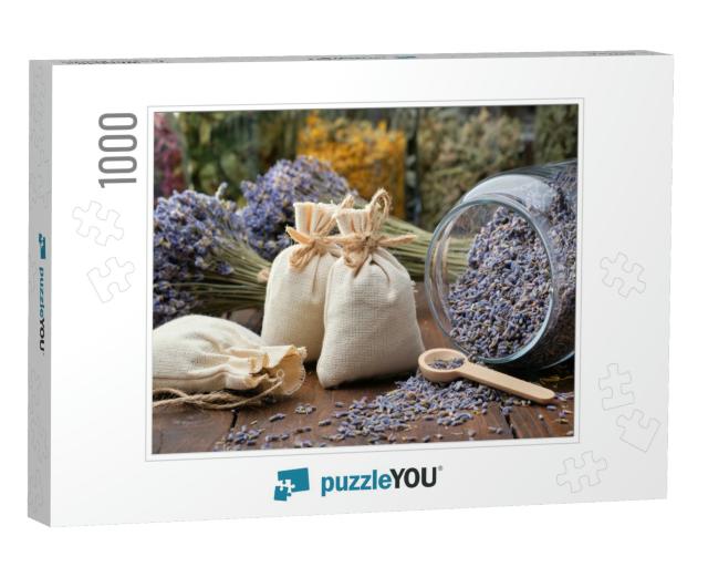 Glass Jar of Dry Lavender Flowers, Sachets, Bunches of Dr... Jigsaw Puzzle with 1000 pieces