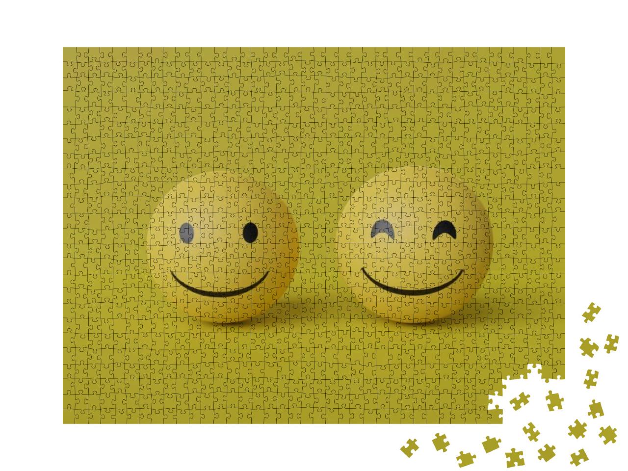 Smile Emoji with Yellow Background 3D Rendering... Jigsaw Puzzle with 1000 pieces