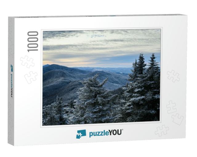 Scenic Winter Mountains Landscape. Pine Trees Covered wit... Jigsaw Puzzle with 1000 pieces