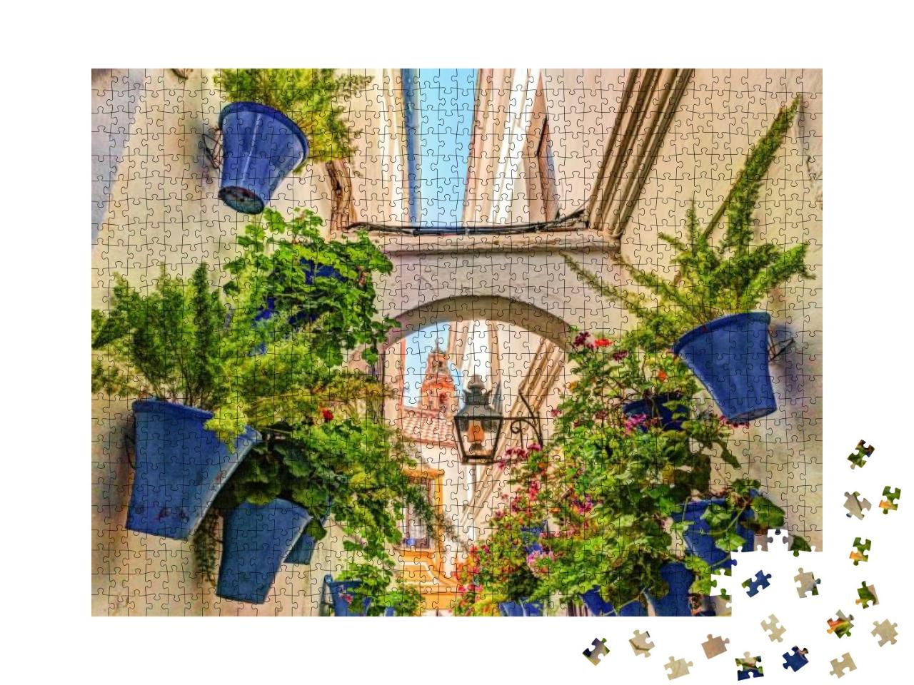Beautiful White Walls Decorated with Colorful Flowers - O... Jigsaw Puzzle with 1000 pieces