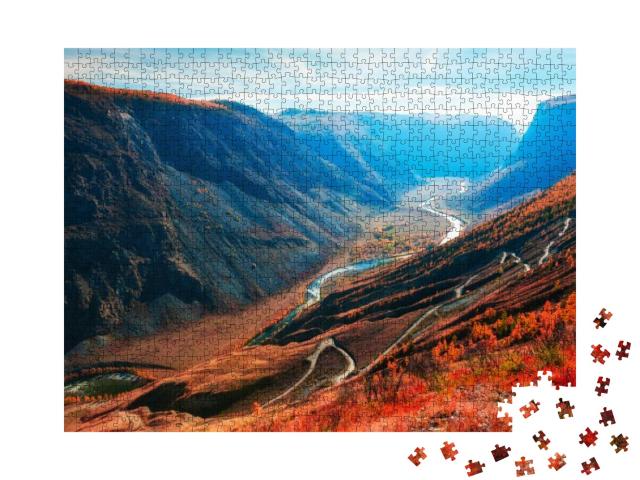 Chulyshman River Gorge & View of Katu-Yaryk Pass in Altai... Jigsaw Puzzle with 1000 pieces