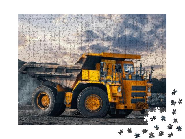 Big Yellow Mining Truck Laden Anthracite Moves Open Pit C... Jigsaw Puzzle with 1000 pieces