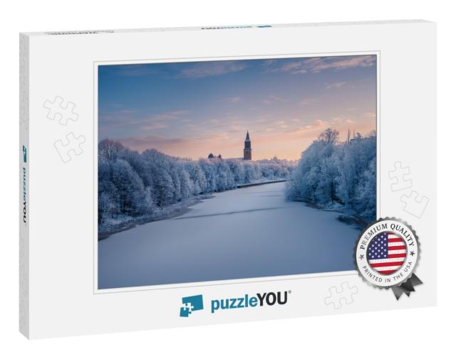 Beautiful Winter Landscape View of Frozen Aurajoki River... Jigsaw Puzzle
