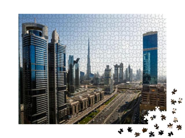 Dubai Skyline. Skyscrapers, Downtown Views. Burj Khalifa... Jigsaw Puzzle with 1000 pieces