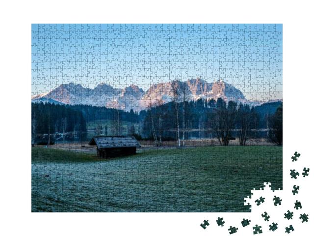 Lake Schwarzsee Backing Onto Wilder Kaiser... Jigsaw Puzzle with 1000 pieces