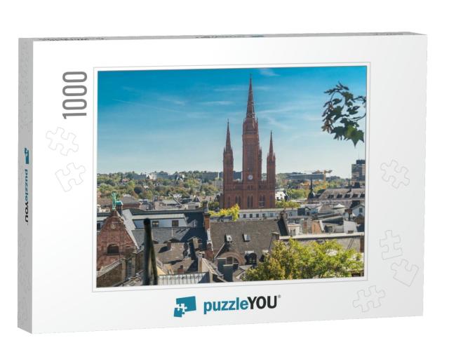 Wiesbaden. View of the Old Town & Marktkirche... Jigsaw Puzzle with 1000 pieces