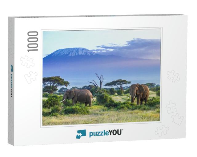Elephants & Kilimanjaro... Jigsaw Puzzle with 1000 pieces